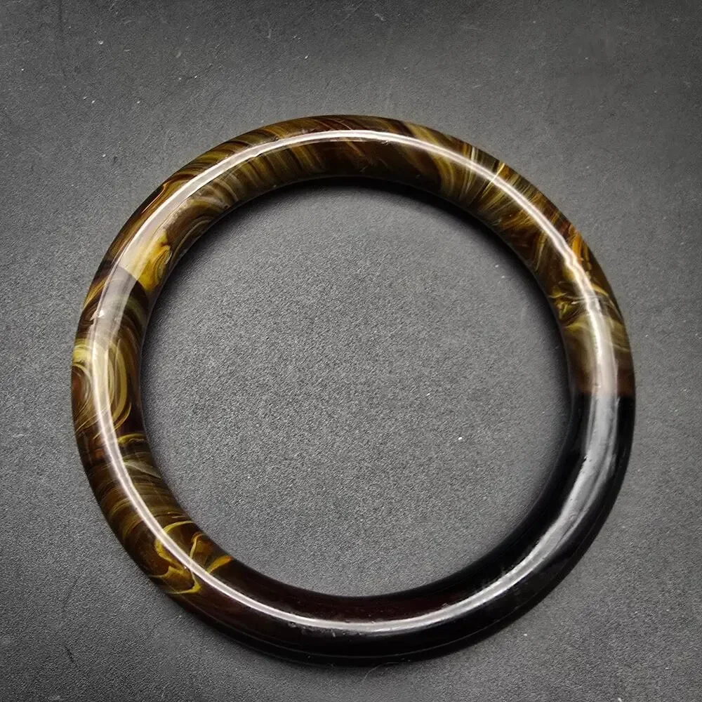 Brown Marbled Glass Bangle Bracelet Vintage Costume Jewelry